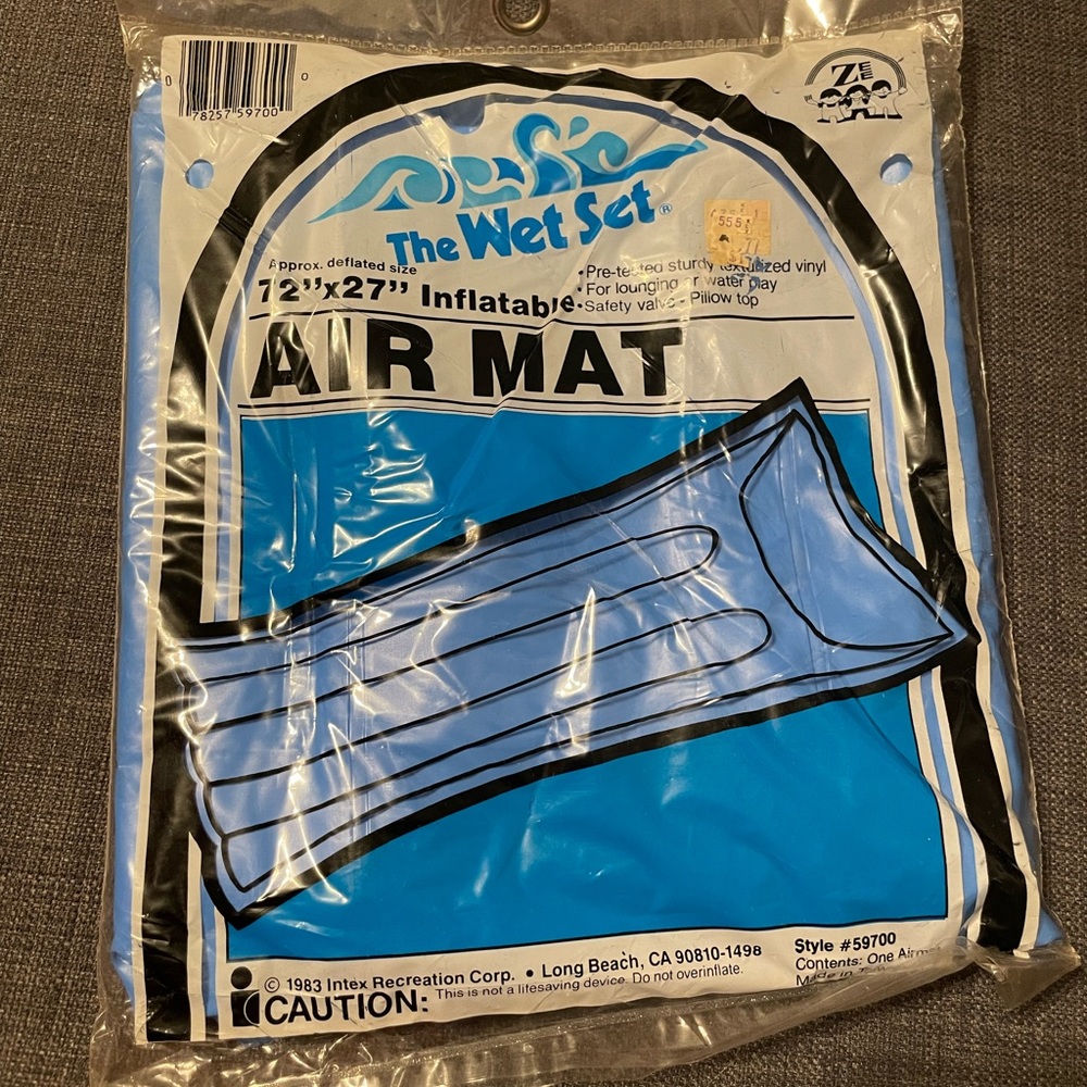Vintage Intex Recreation The Wet Set Inflatable Air Mat 72"x 27" Blue 1983 59700